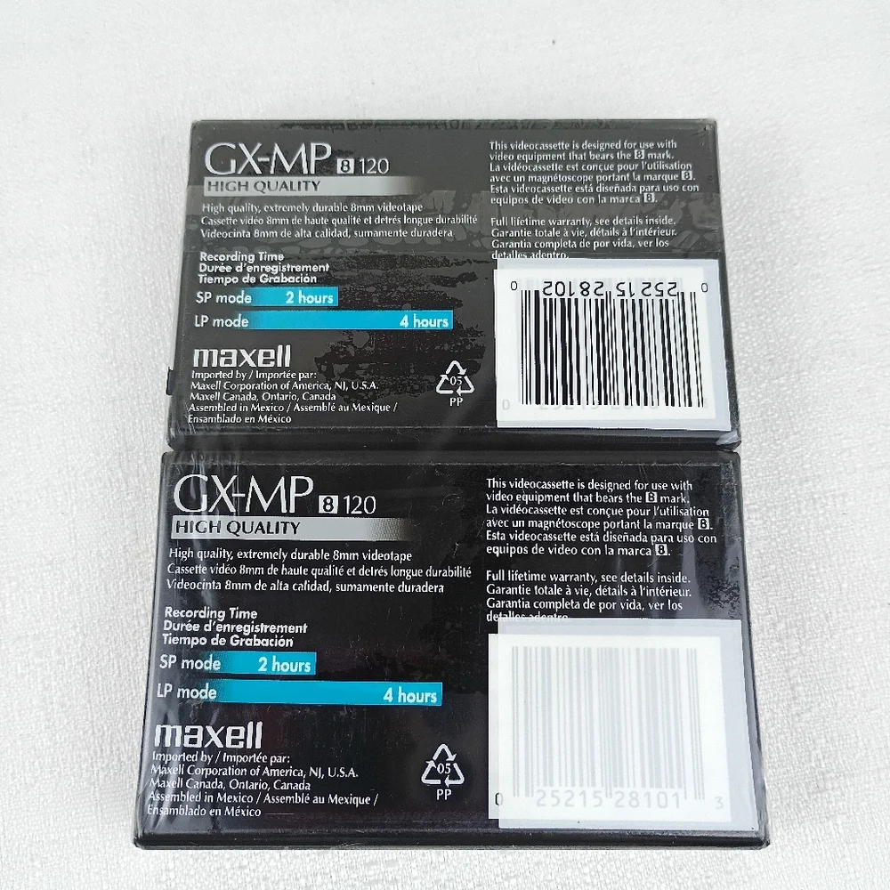 Maxell 8mm GX-MP 8 120 Blank 2 pack Sealed Camcorder Videotapes Tapes sealed